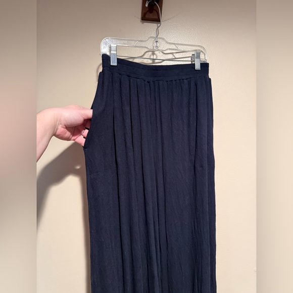 FP BEACH wide leg ribbed stretchy pull on pants lounge black size small - Picture 7 of 13